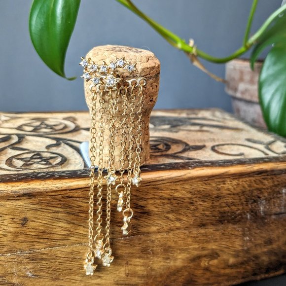 Celestial Golden Dangly Ear Jacket Earrings - Picture 7 of 16